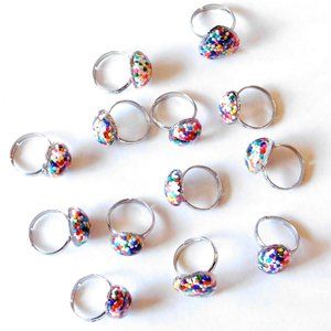 Sprinkle Candy Party Favor Adjustable Rings